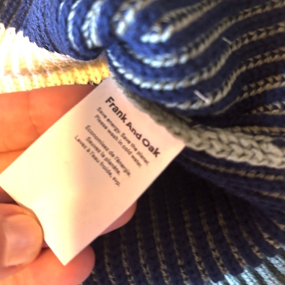 Frank and Oak green, navy and white stripes organic cotton ribbed sweater NWT - Picture 6 of 9